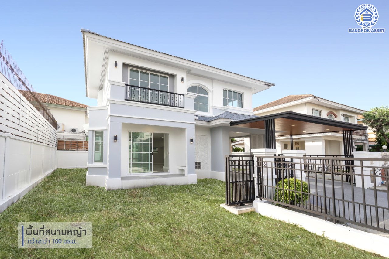 บ้านมือสองตกแต่งใหม่ แบรนด์ LH หลังมุม ม.มัณฑนา ติดถนนราชพฤกษ์  เนื้อที่ 67.6 ตร.ว. มีพื้นที่สนามหญ้าด้านข้างกว้างกว่า 100 ตร.ม. ฟังก์ชัน 3 ห้องนอน 3 ห้องน้ำ จอดรถได้ 2 คัน Facilities ตอบโจทย์ทุกกิจกรรม! บนทำเลใกล้วงเวียนพระราม5 เซ็นทรัลเวสต์เกต และรถไฟฟ้า "สถานีบางรักน้อยท่าอิฐ"